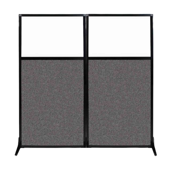 Versare Work Station Screen 66" x 70" Charcoal Gray Fabric With Clear Window 1840207 - main